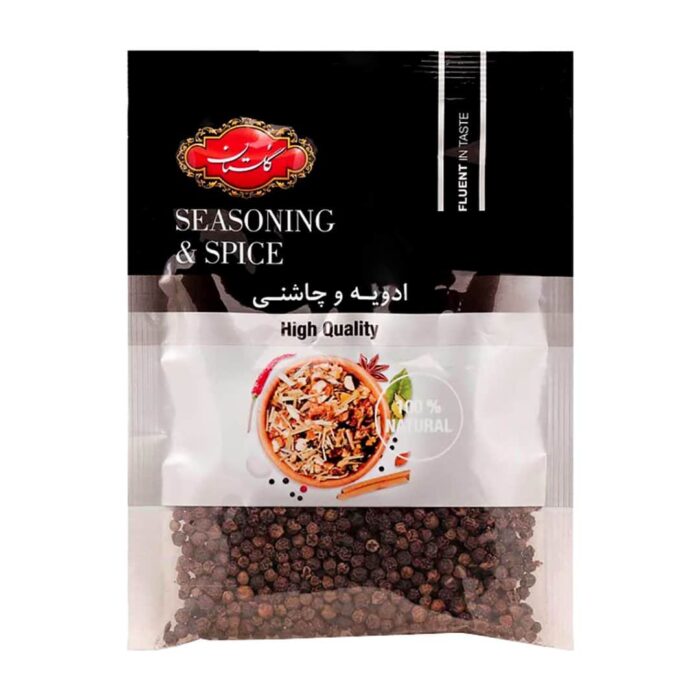 Golestan Black peppercorn granules 45gr دان فلفل سیاه گلستان - Image 1
