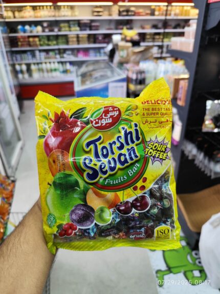 Torshi Sevan Sour Toffee Fruit Bar تافی ترش با پوره سیب ترشی سون