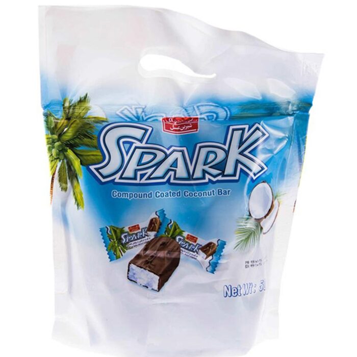 Shirin Asal Spark Compound Coated Coconut Bar 500gr بیسکوییت نارگیلی با روکش شکلات اسپارک - Image 1