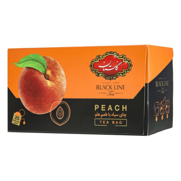 Golestan Black Tea bag with Peach flavor 25pc چای سیاه کیسه ای با طعم هلو گلستان - Image 1