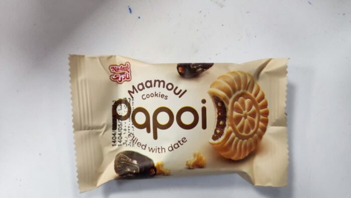 Naderi Maamoul Cookie Papoi Filled with date 40gr شیرینی با مغزی خرمایی نادری - Image 1