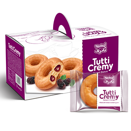 Naderi Tutti Cremy sweet Donut 5 package  دونات با مغزی فرآورده میوه شاتوت نادری