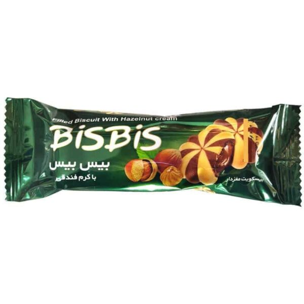 Naderi Bisbis Biscuits Filled with Hazelnut taste cream بیسکوییت کاکائویی با مغز فندق نادری
