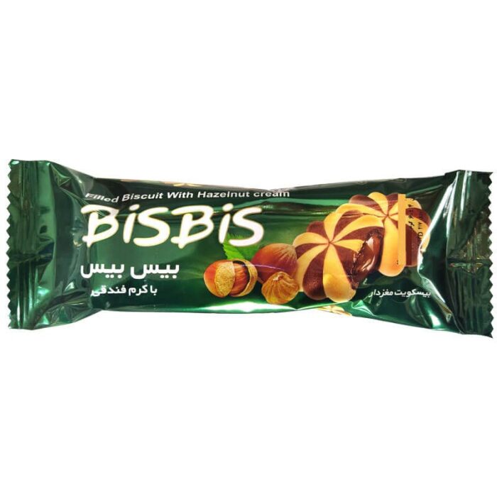 Naderi Bisbis Biscuits Filled with Hazelnut taste cream بیسکوییت کاکائویی با مغز فندق نادری - Image 1