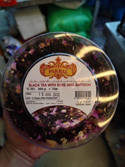 Parbal Black Tea with Rose And Saffron 300gr چای سیاه با گل محمدی و زعفران