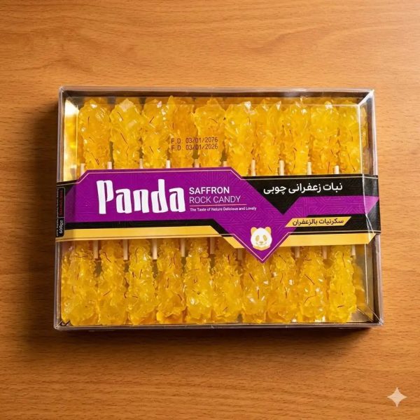 Panda Saffron Rock Candy 600gr نبات زعفرانی چوبی پاندا