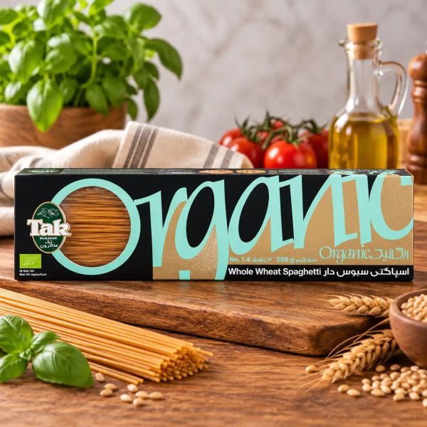 Tak Organic Whole Wheat Spaghetti No1.4 500gr اسپاگتی سبوسدار تک ماکارون