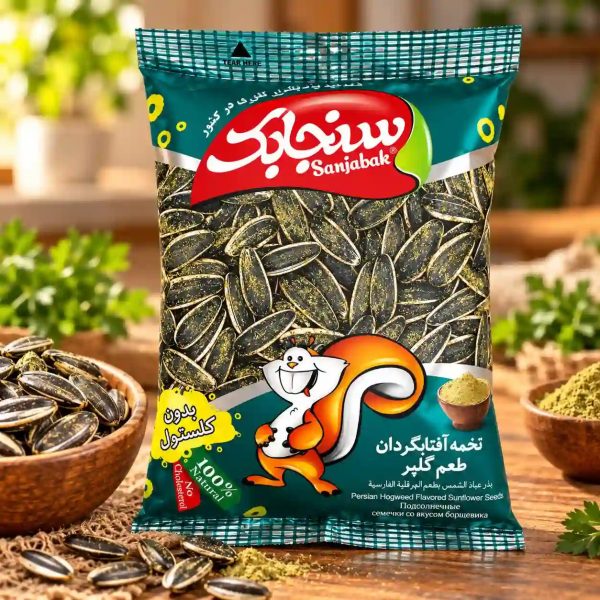 Sanjabak Hogweed Flavored Sunflower seeds تخمه آفتابگردان طعم گلپر سنجابک
